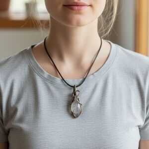 Hand Crafted Copper and Gold Rutilated Quartz Necklace